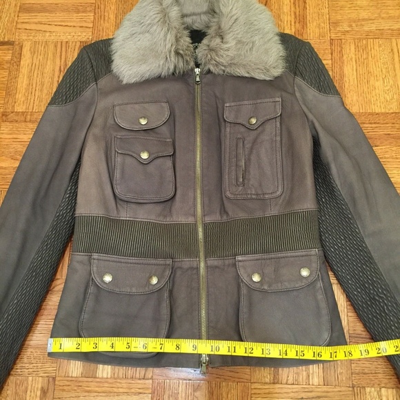 Patrizia Pepe Gray Leather Jacket with fur Size M - Picture 2 of 8